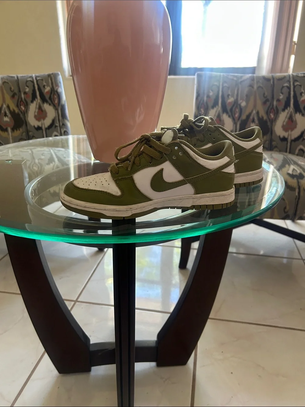 Nike Kids' Low Top Sneakers - Olive Green & White